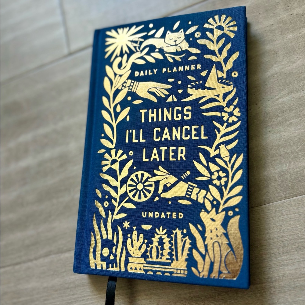 Brass Monkey Things I’ll Cancel Later Undated Yearly Planner Gold Embossed NWT